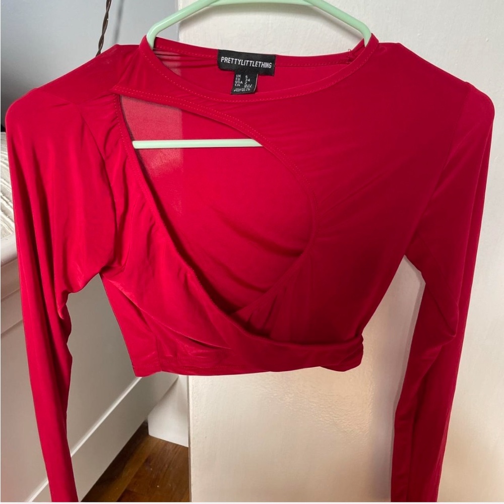 Pretty little thing red haltered top !